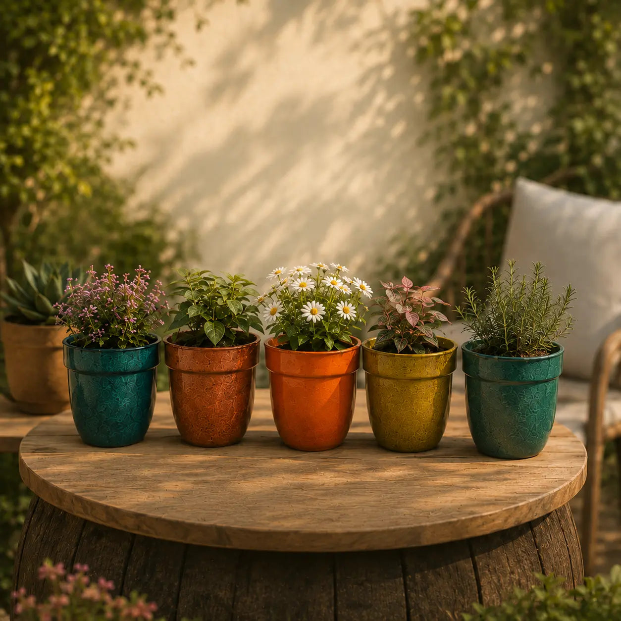 Round Planter Multi Colour Set of 5
