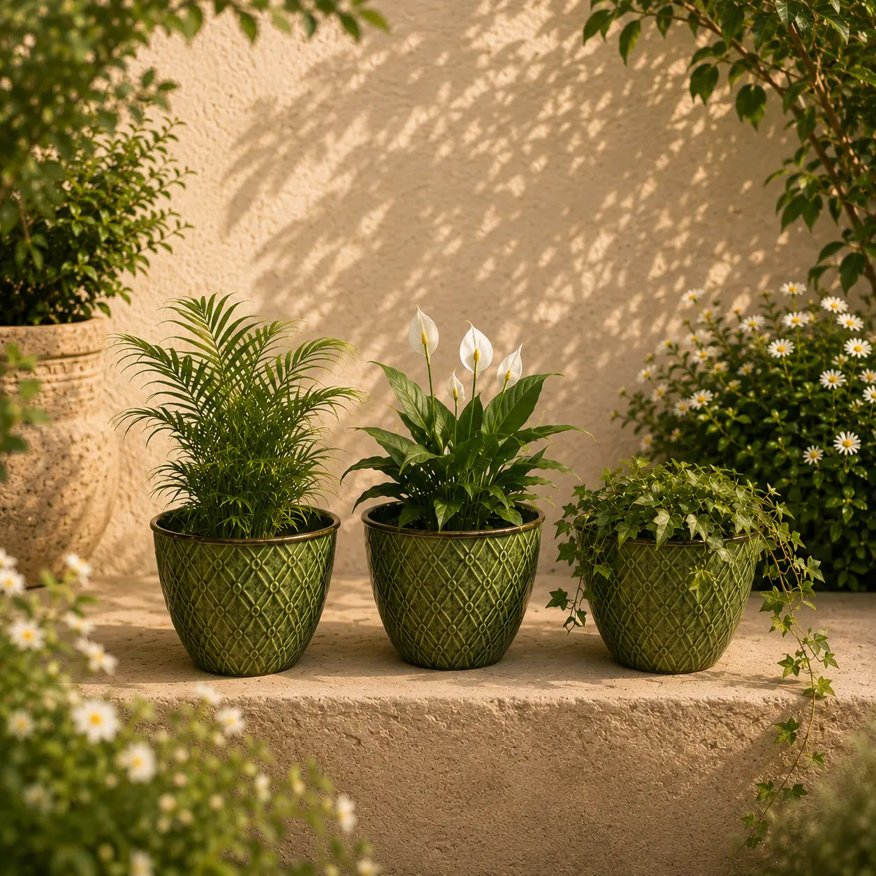 Round Planter Green Colour Set of 3