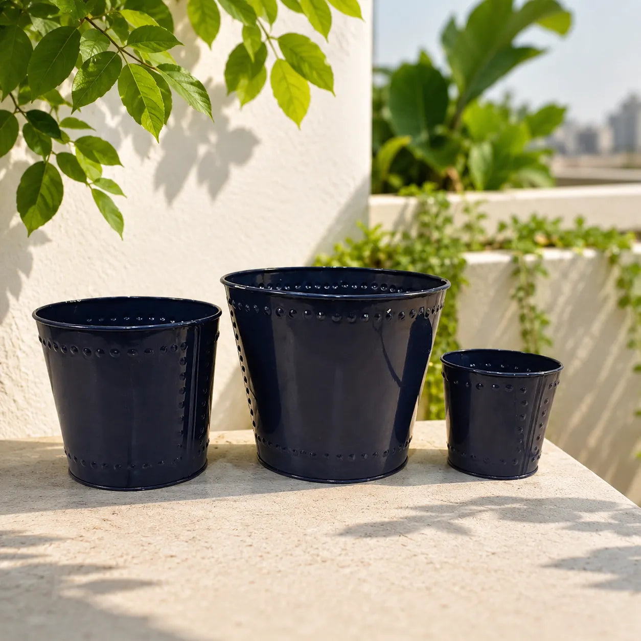 Assorted Round Planter Royal Blue Colour Set of 3