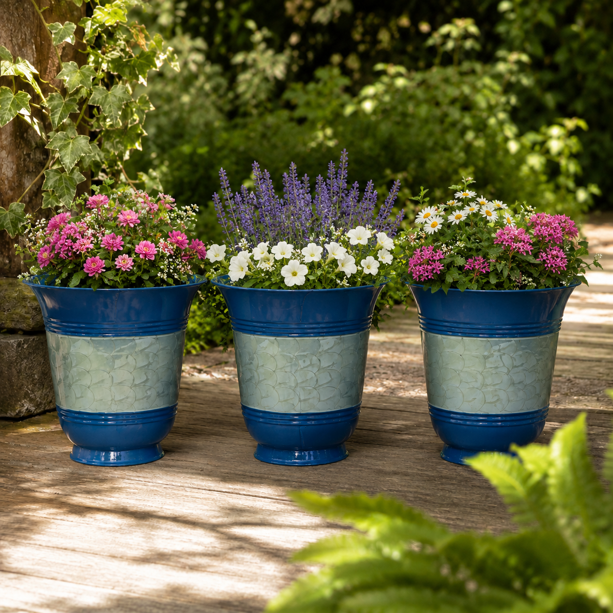 Round Planter Teal Blue Colour Set of 3