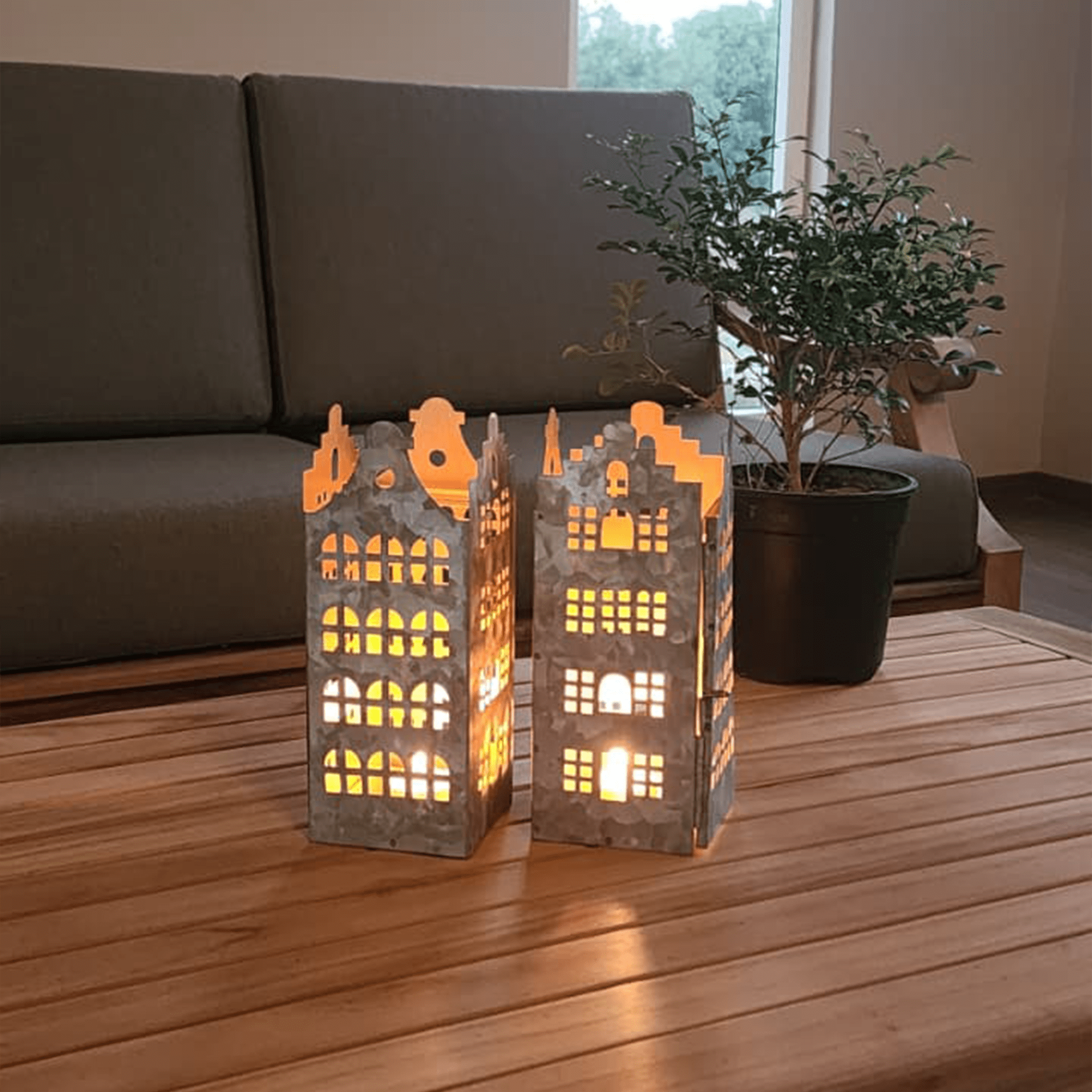 Dutch Hearth T-Light Lanterns ~ Set of 2
