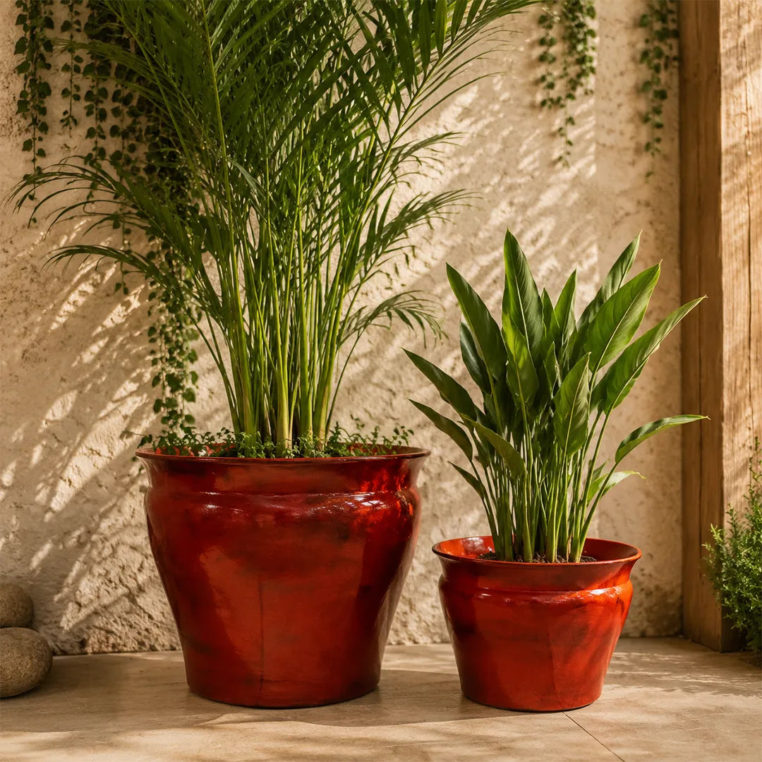 Round Planter Red Colour Set of 2