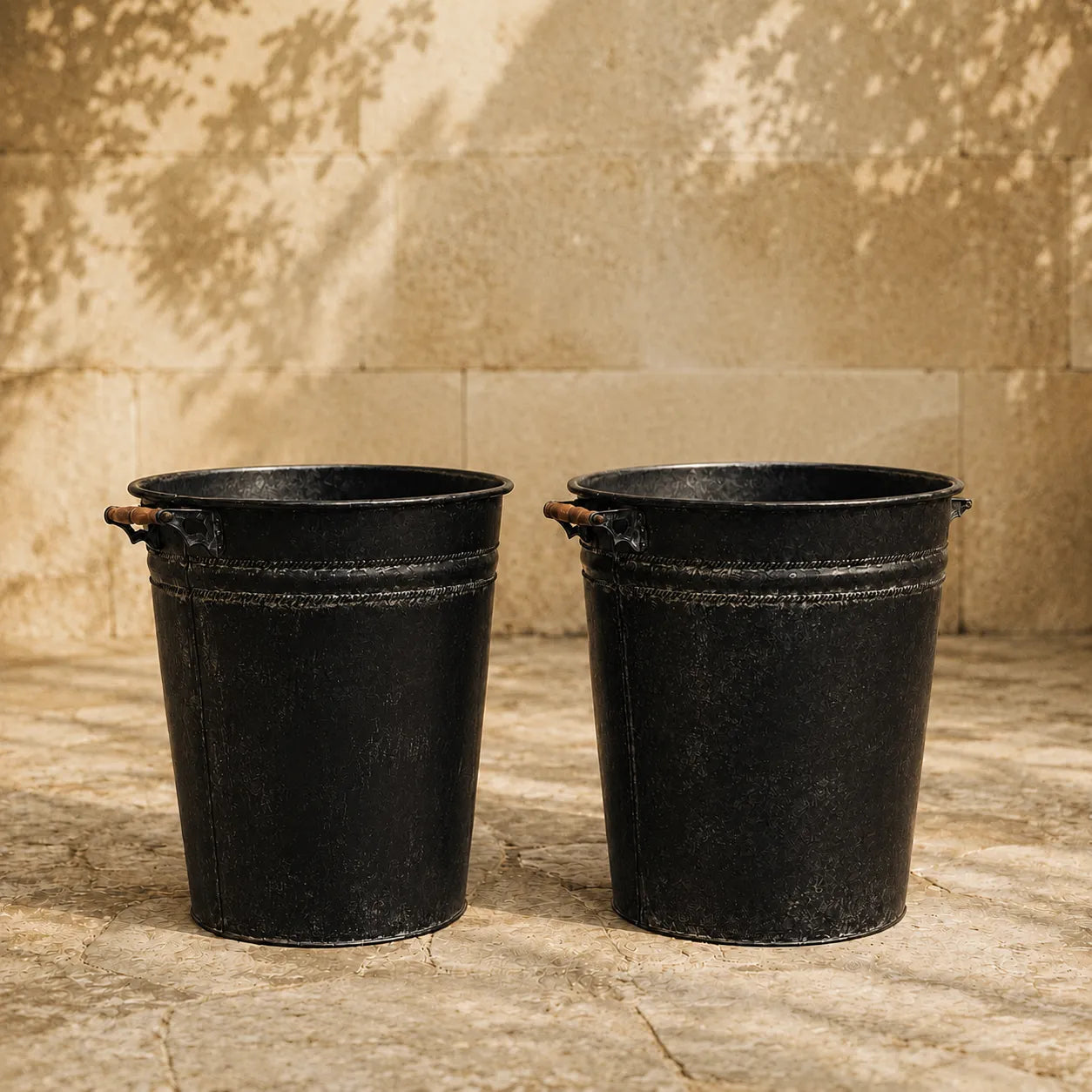 Round With Handle Planters Set of 2