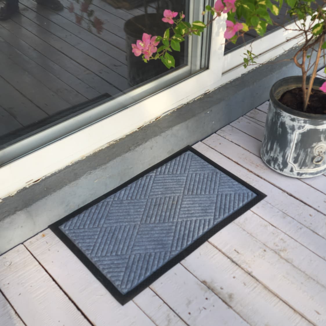 Silver Grey Geometric Doormat