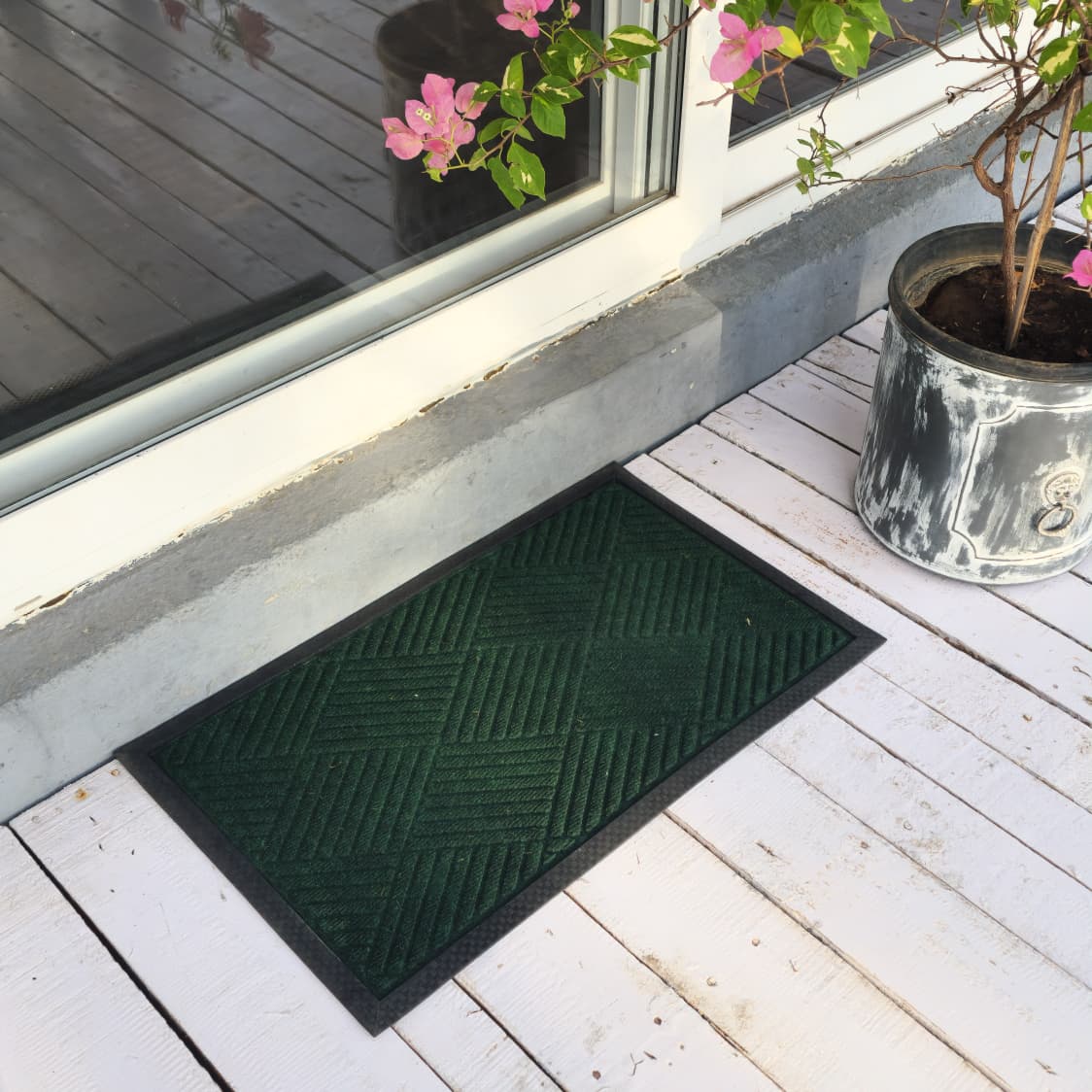 Dark Green Geometric Doormat