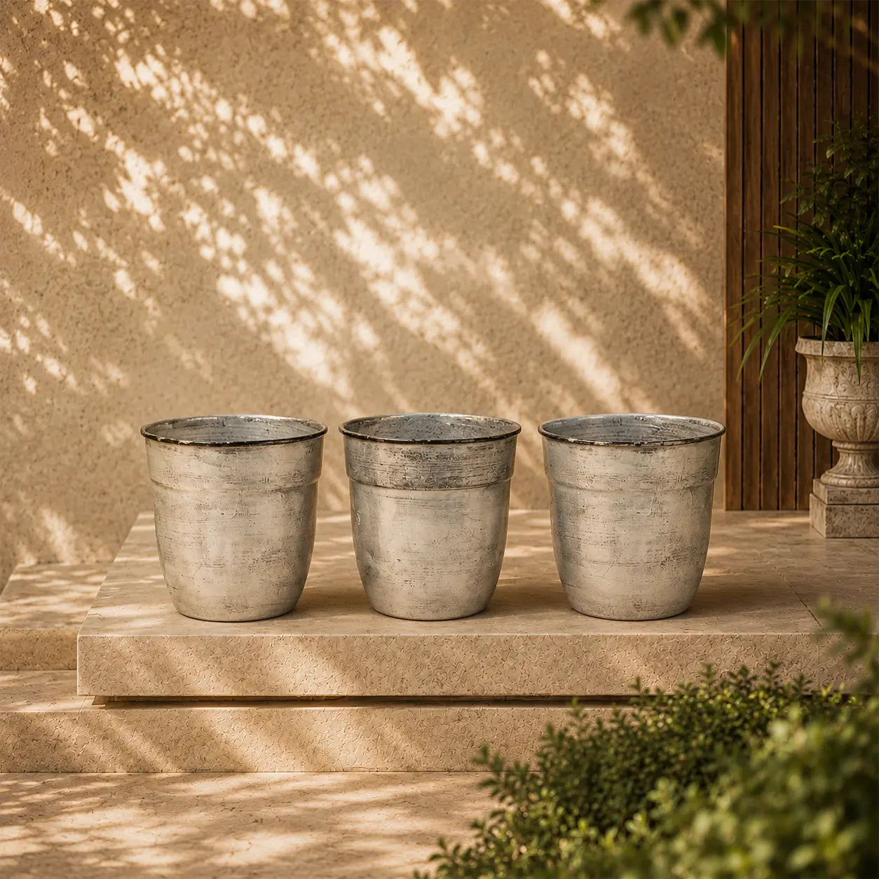 Round Planter Light Grey Colour Set of 3
