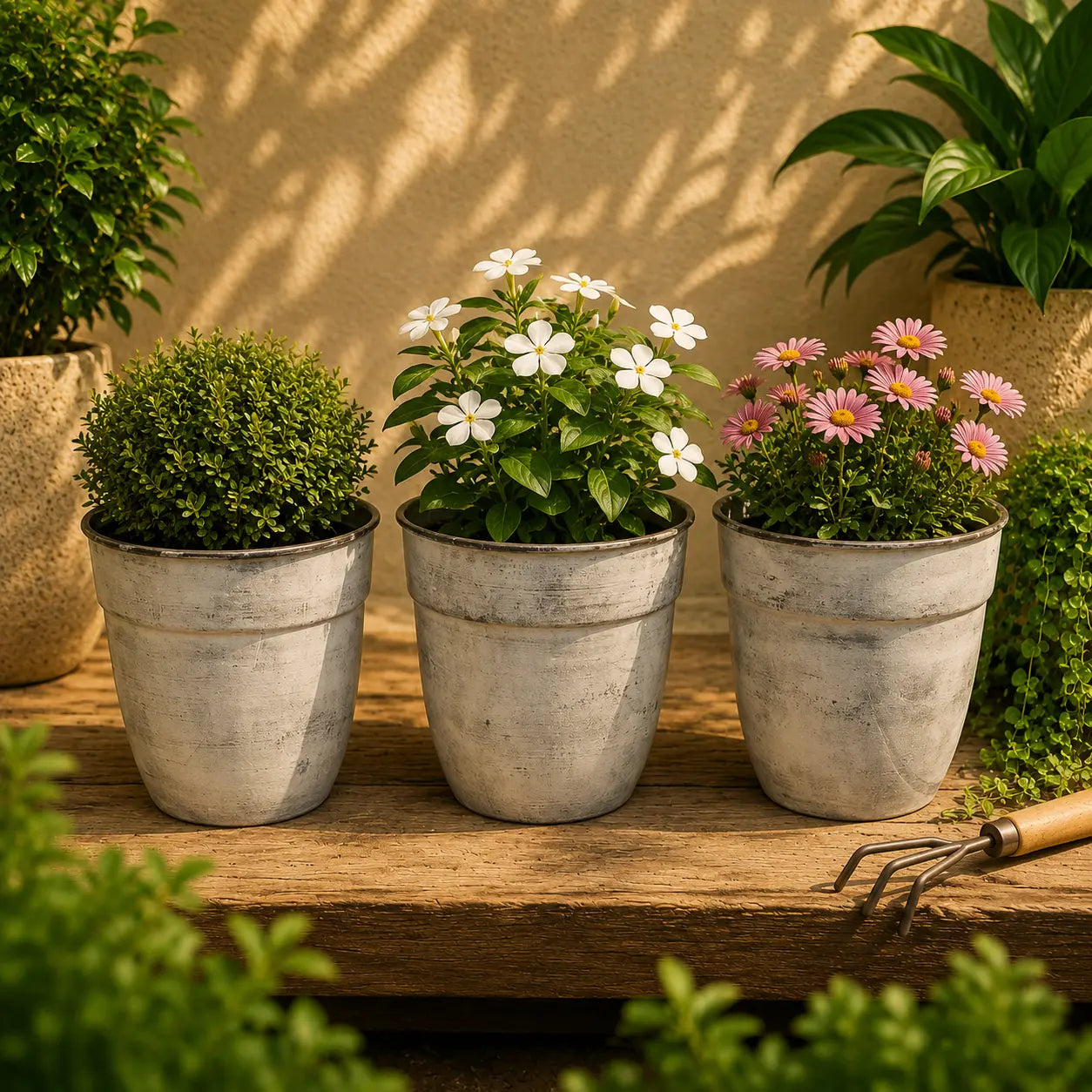 Round Planter Light Grey Colour Set of 3