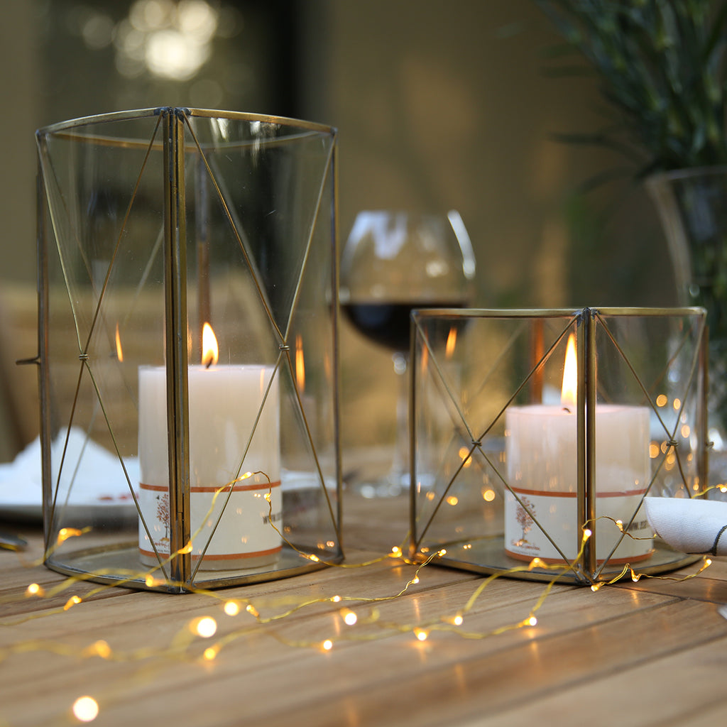 Curved Glass Hurricanes Matt Brass Finish