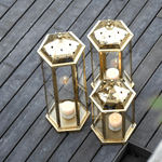 Umbrella Lantern - Hexagonal Shiny Brass Finish
