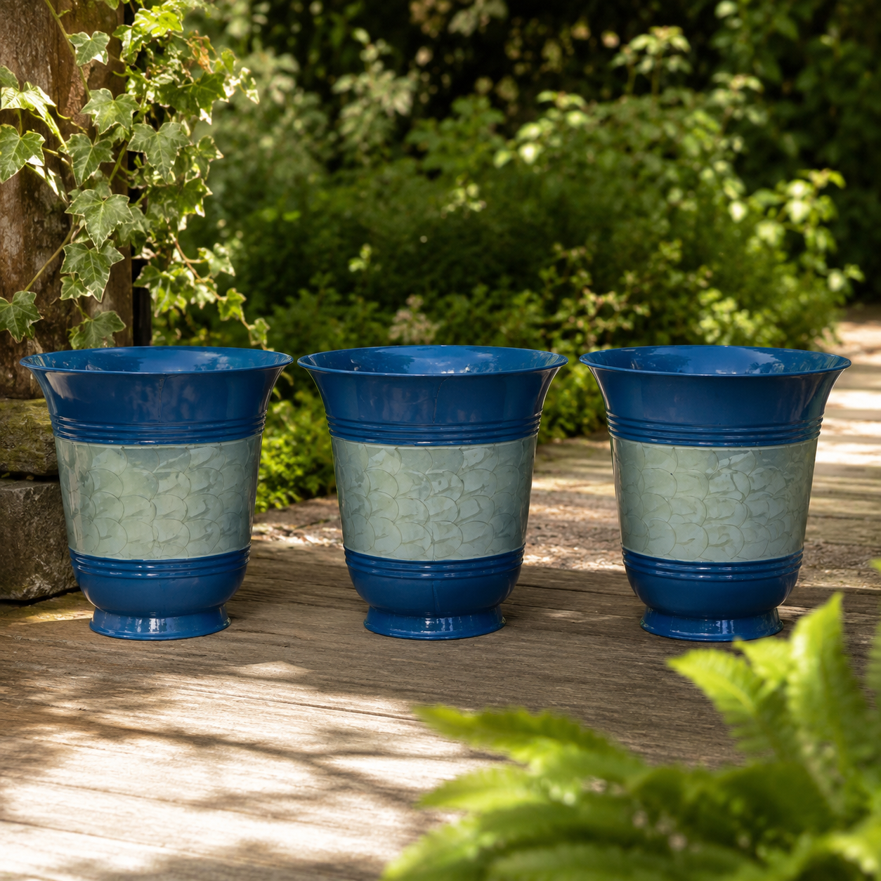 Round Planter Teal Blue Colour Set of 3