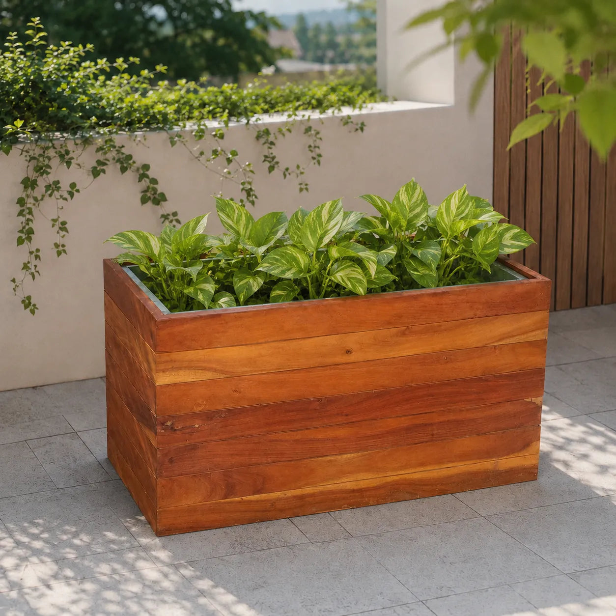 Woods + Galvenized Square & Rectangle planters S/2