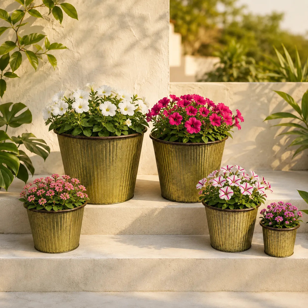 Round Planter Green Colour Set of 5