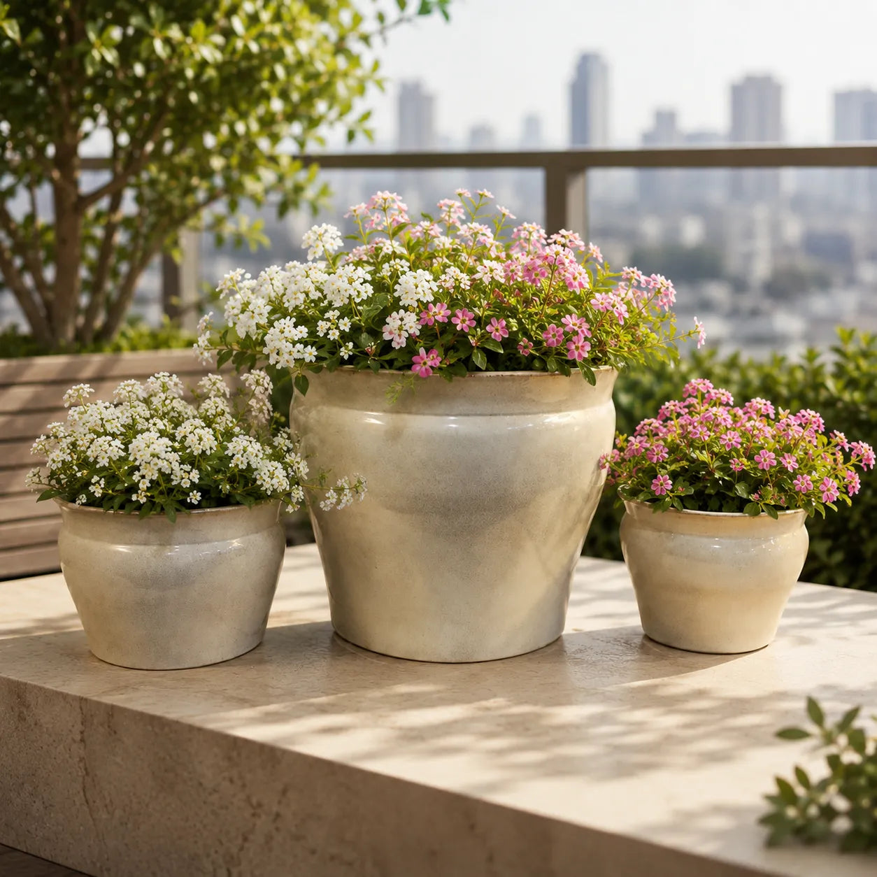 Round Planter Offwhite Colour Set of 3
