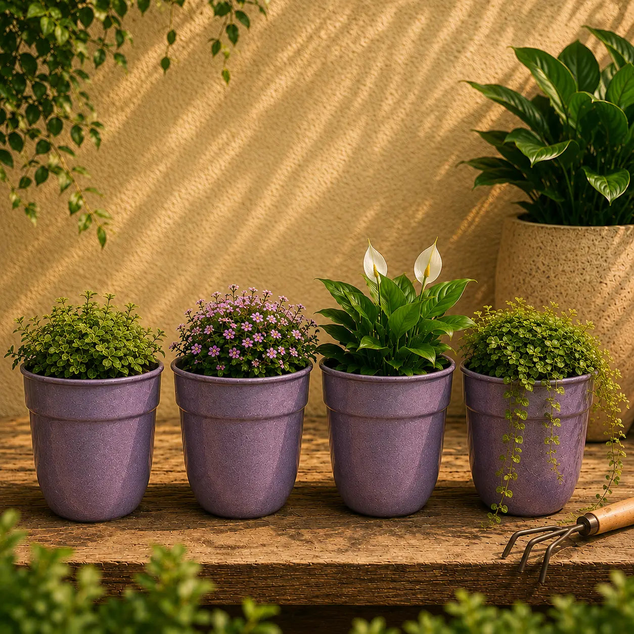 Round Planter Purple Colour Set of 4