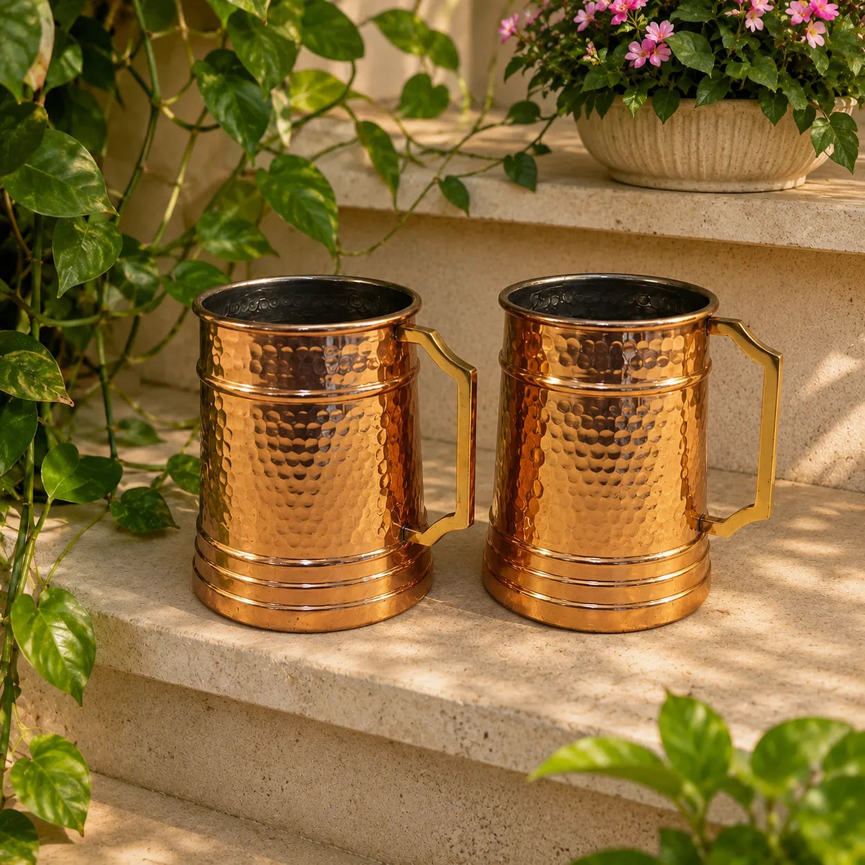 Copper Mug Planters for Geranium's