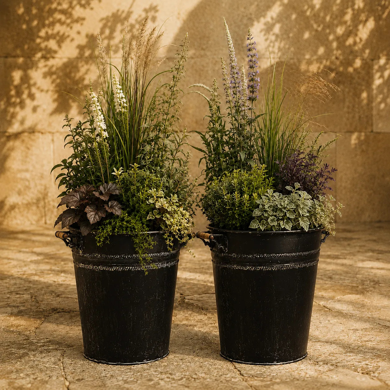 Round With Handle Planters Set of 2