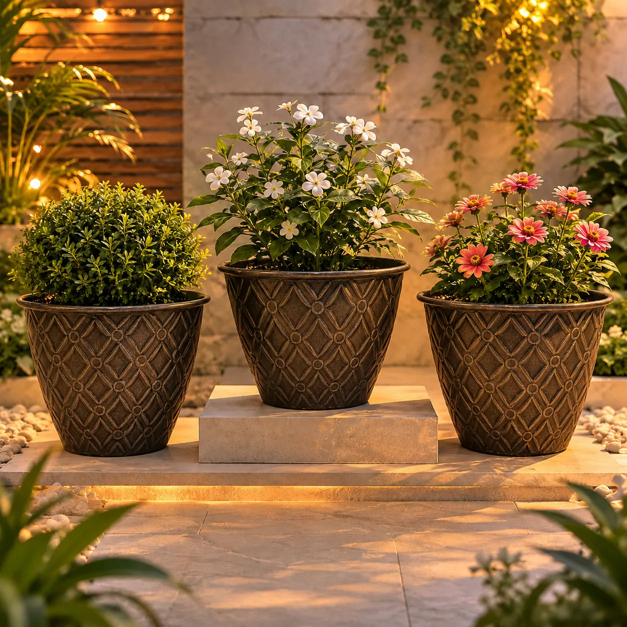 Round Planter Dark Brown Colour Set of 3