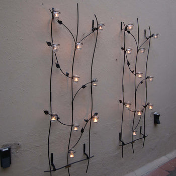 Twining Leaf & Bird Trellis with 10 Glass Votives