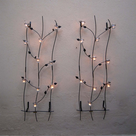 Twining Leaf & Bird Trellis with 10 Glass Votives 1 Pc