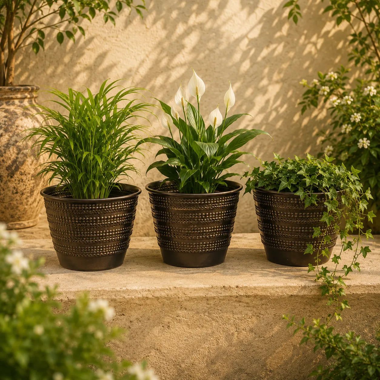 Round Planter Dark Brown Colour S/3