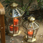 Bevelled Glass Octagonal Lantern Matt Brass Finish