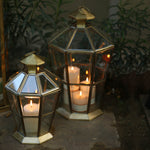 Bevelled Glass Octagonal Lantern Matt Brass Finish