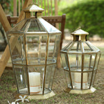 Bevelled Glass Octagonal Lantern Matt Brass Finish