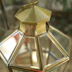 Bevelled Glass Octagonal Lantern Matt Brass Finish