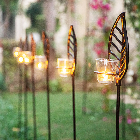 Garden tea light stakes deals