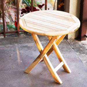 Teak Wood Round Foldable Coffee Table