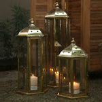 Umbrella Lantern - Hexagonal Shiny Brass Finish