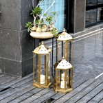 Umbrella Lantern - Hexagonal Shiny Brass Finish