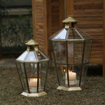 Bevelled Glass Octagonal Lantern Matt Brass Finish